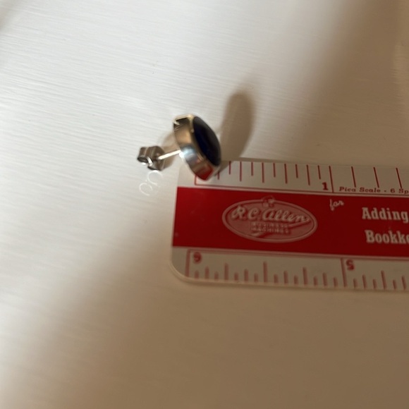 Sterling Silver Stud Earrings Blue Lapis Lazuli Mexico 925 - Picture 9 of 10